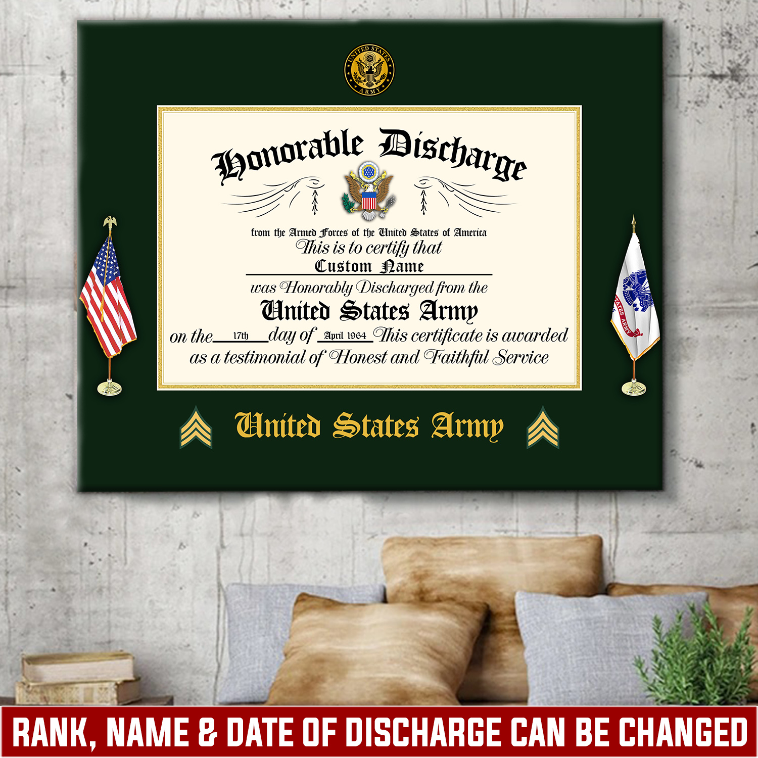 US Army, This We’ll Defend - Canvas (With Frame) 10x8in