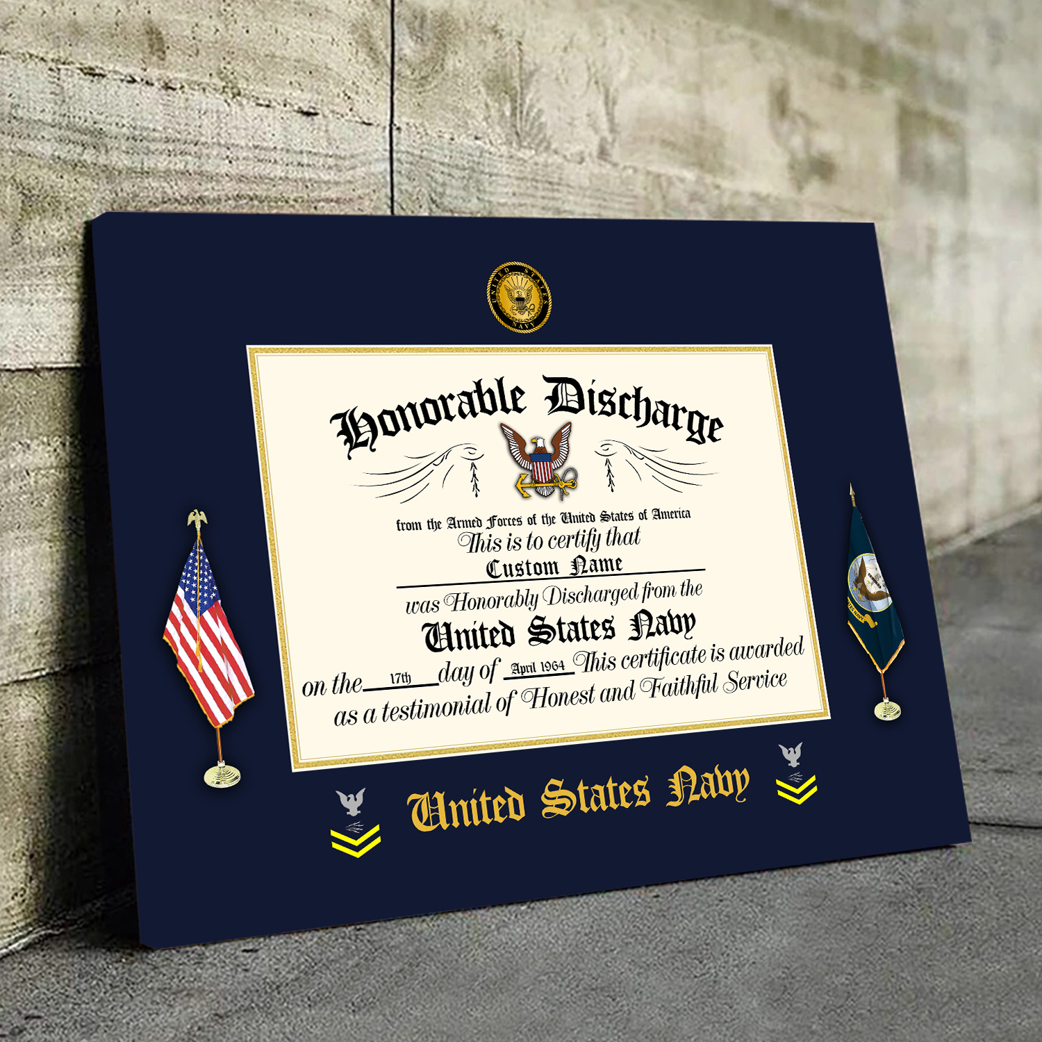 US Navy, Honor - Courage - Commitment - Canvas (With Frame) 10x8in - Image 3
