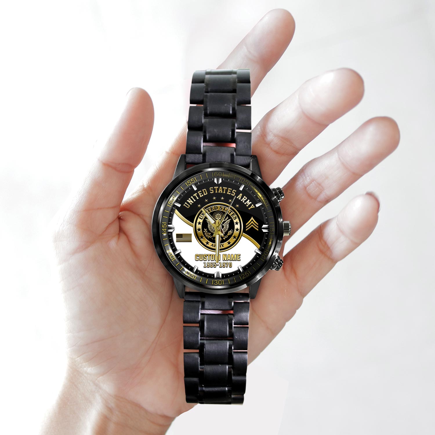 US Army, Freedom Isn't Free - Black Stainless Steel Watch - Image 2