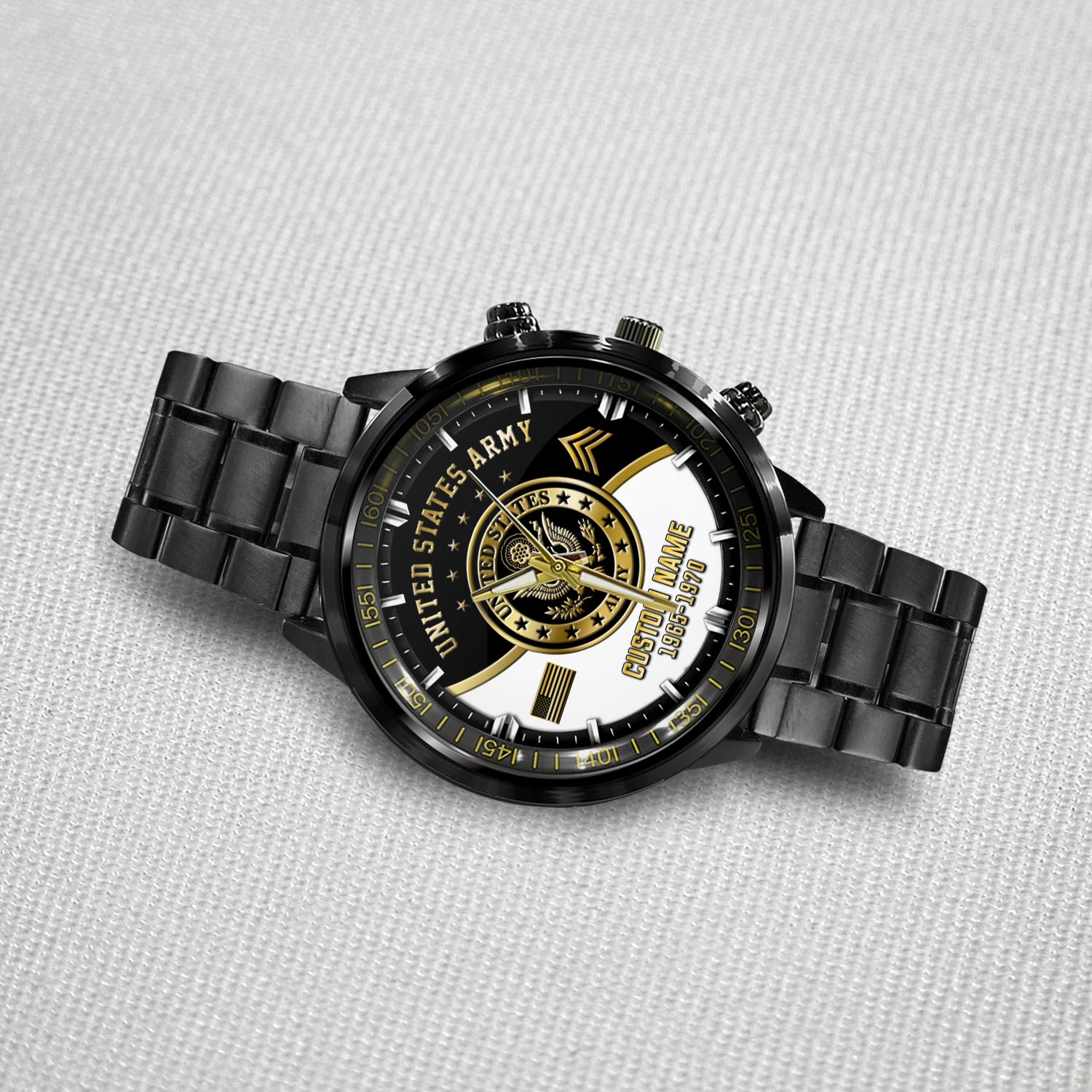 US Army, Freedom Isn't Free - Black Stainless Steel Watch - Image 3