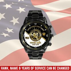 US Coast Guard, Proud To Have Served - Black Stainless Steel Watch
