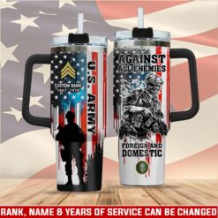 US Army, Land Of The Free, Because Of The Brave - Stainless Steel Tumbler 40oz