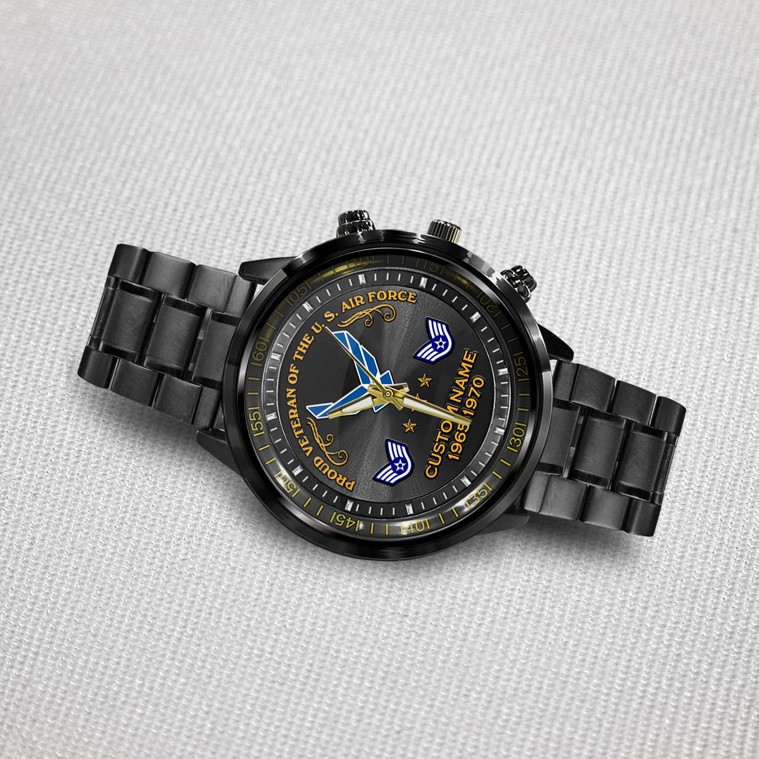 US Air Force, American By Birth, Veteran By Choice - Black Stainless Steel Watch - Image 3