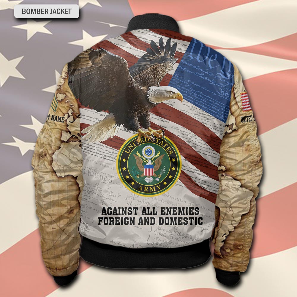 US Army, Proud Veteran - Bomber Jacket - Image 3