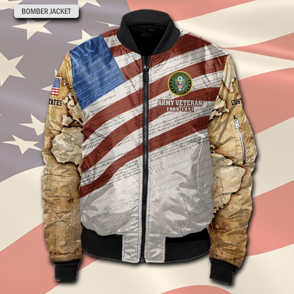 US Army, Proud Veteran - Bomber Jacket - Image 2