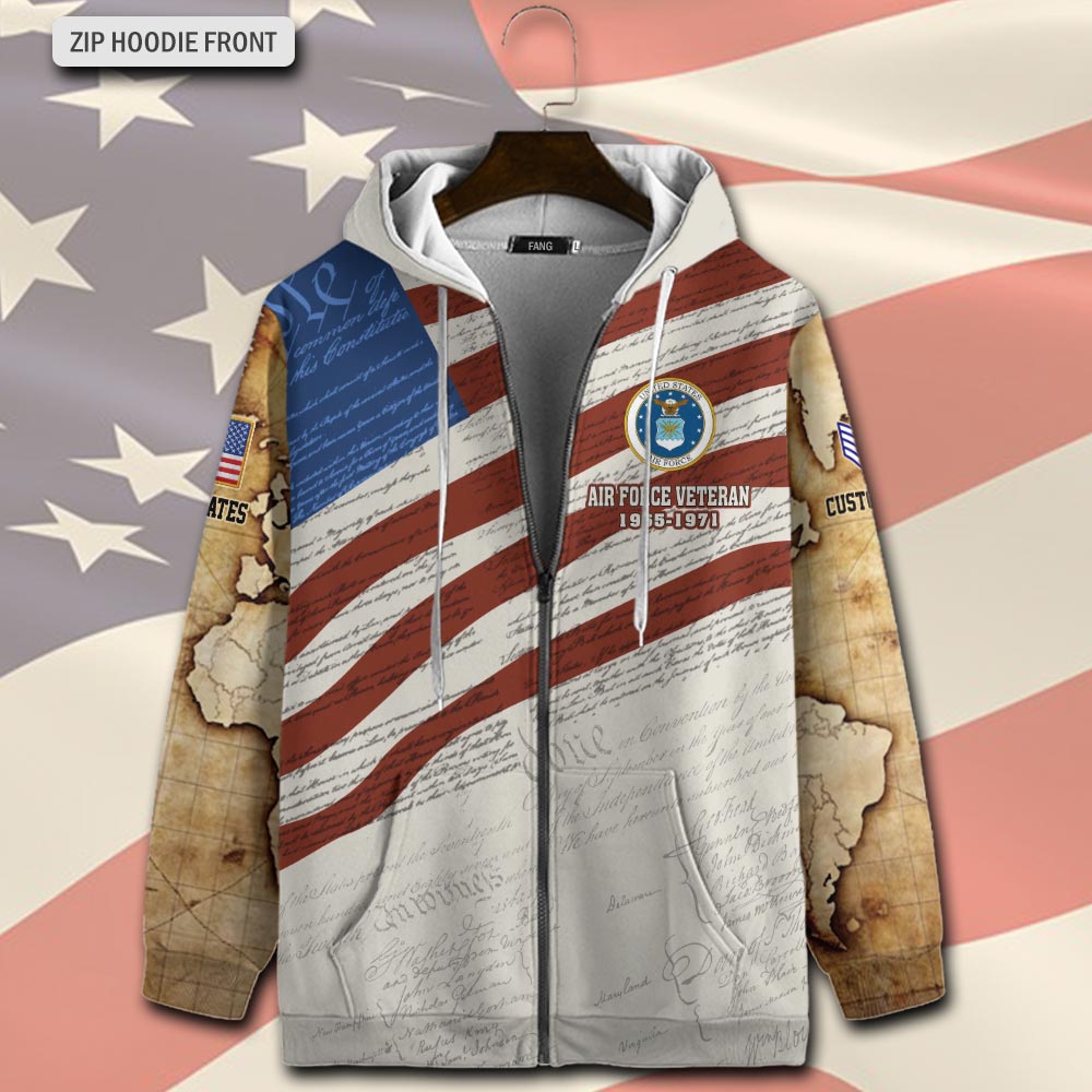 US Air Force , Proud Veteran - Zip Hoodie - Image 2