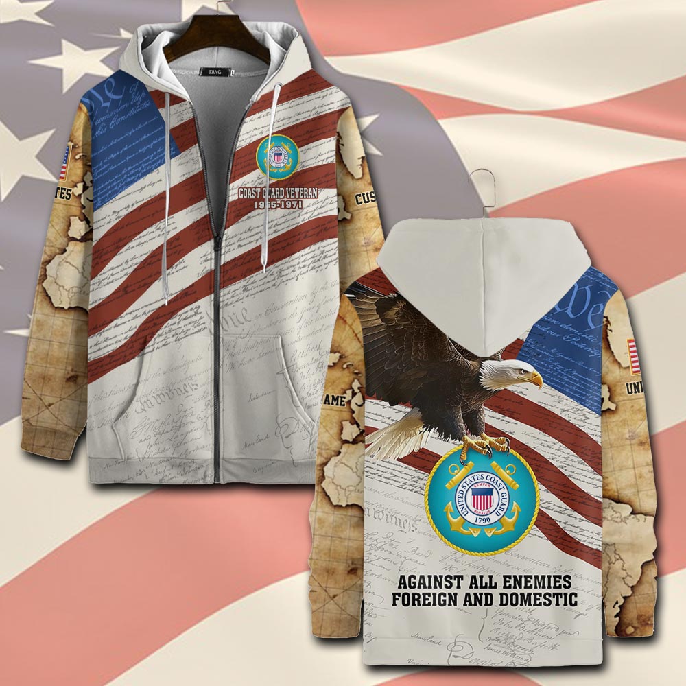 US Coast Guard, E 8 Gold - Zip Hoodie