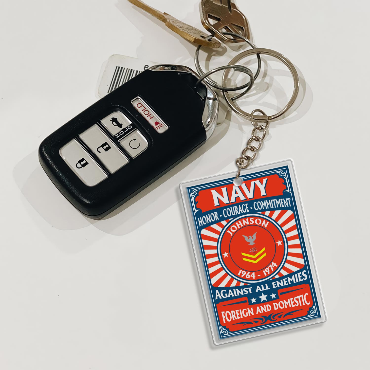 US Navy, E 7 Red - Acrylic Keychain - Image 3