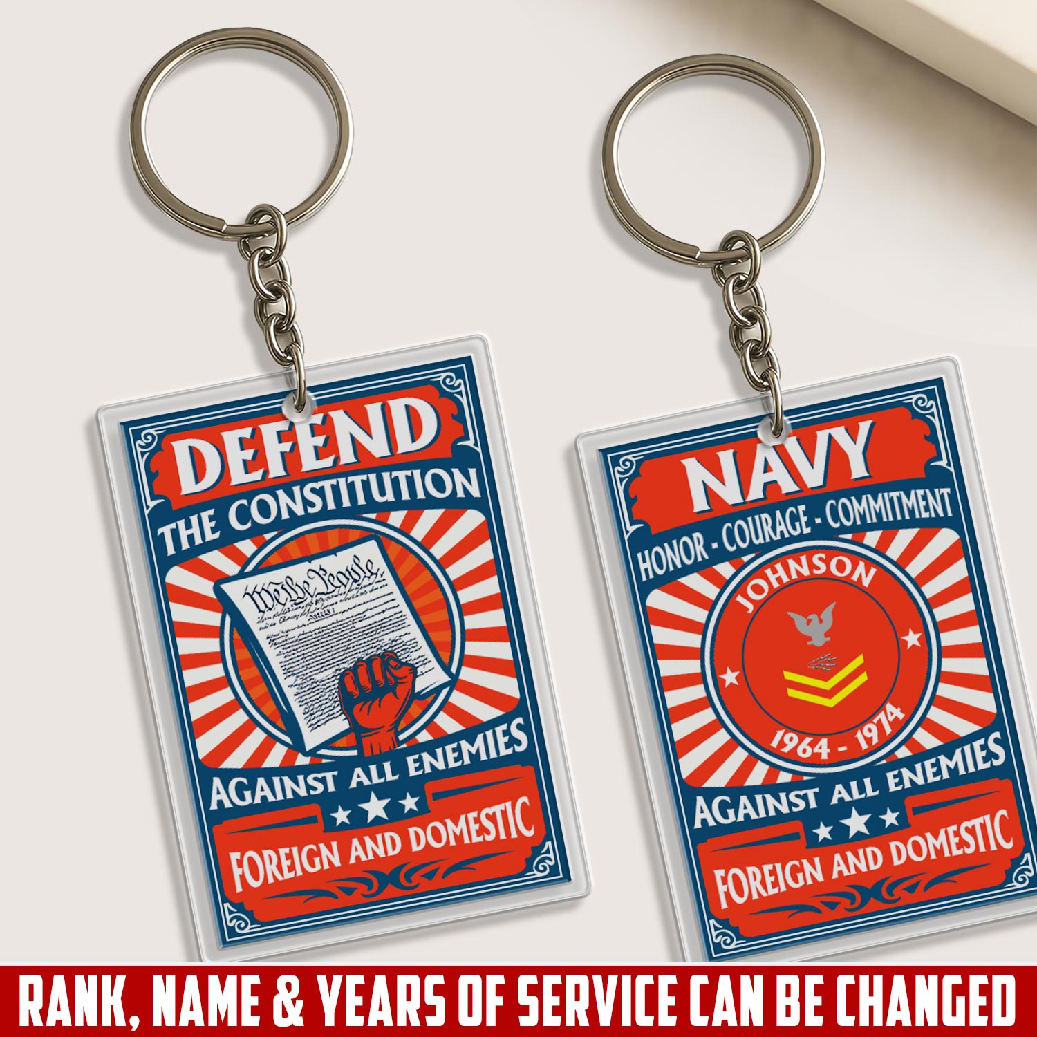 US Navy, E 7 Red - Acrylic Keychain