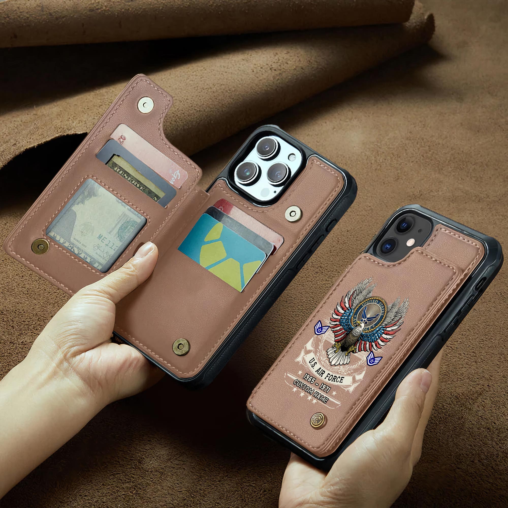 US Air Force , Land Of The Free, Because Of The Brave - Leather Flip Phone Case - Image 2