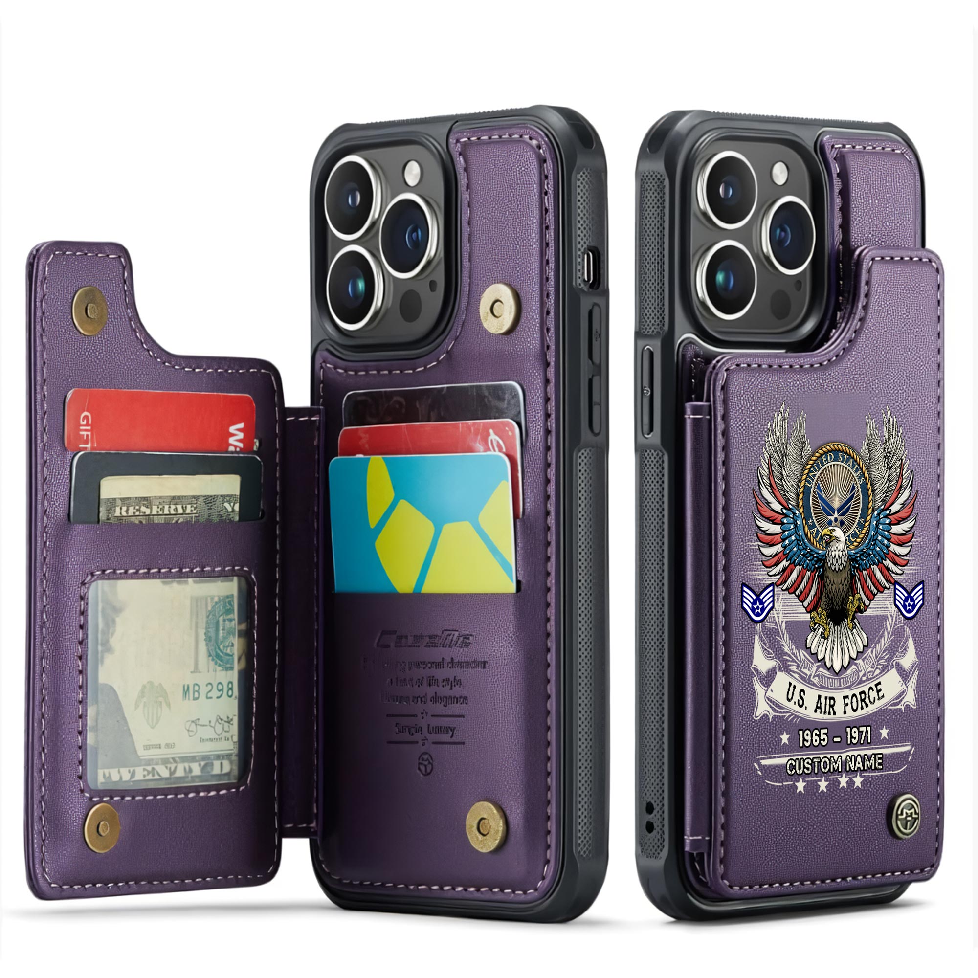 US Air Force , Land Of The Free, Because Of The Brave - Leather Flip Phone Case - Image 6