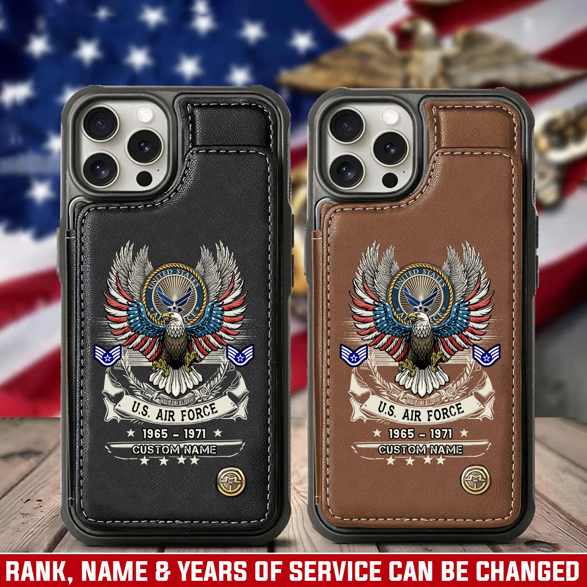 US Air Force , Land Of The Free, Because Of The Brave - Leather Flip Phone Case