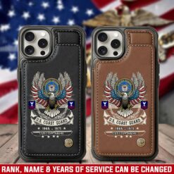 US Coast Guard, Remember - Honor - Respect - Leather Flip Phone Case