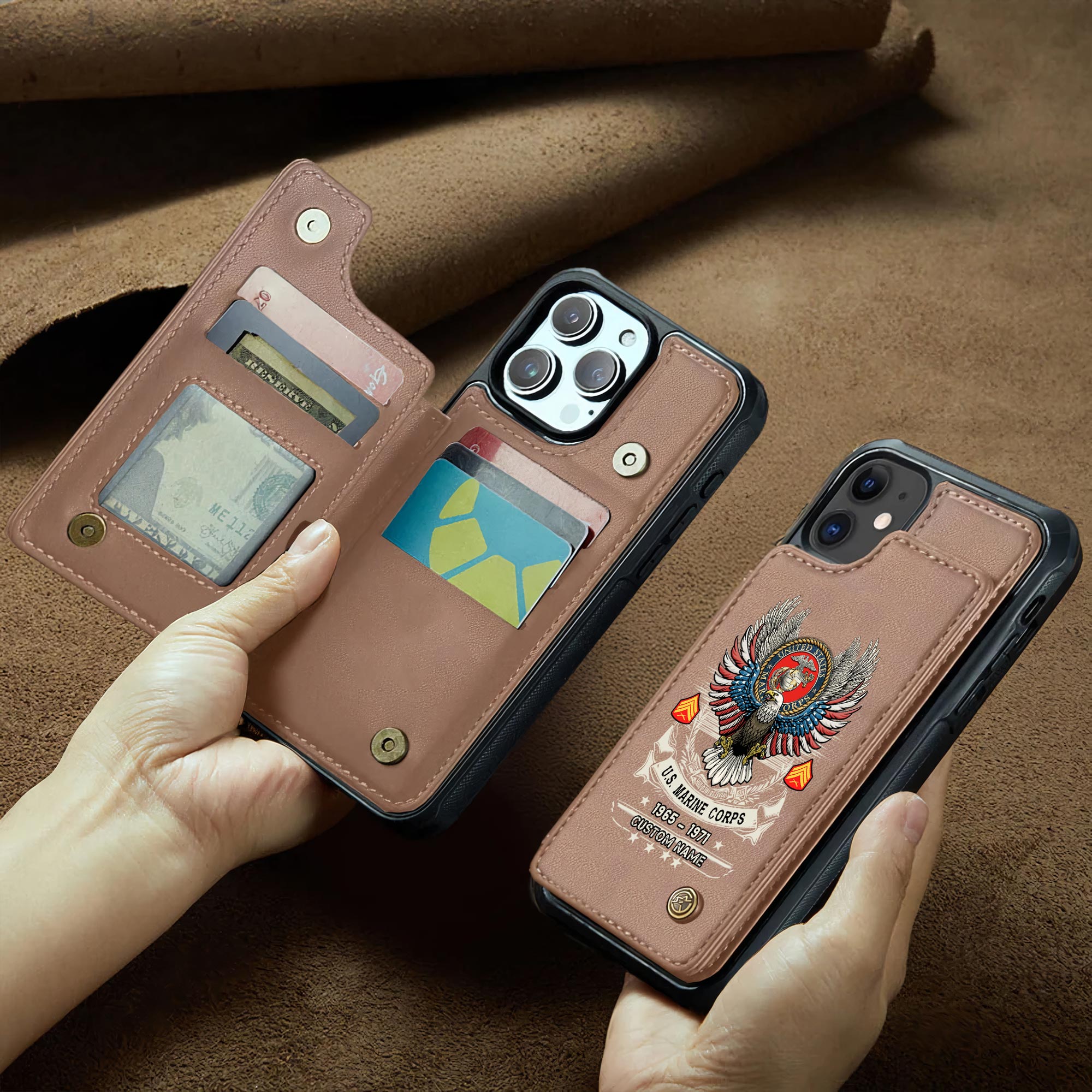 US Marine Corps, W 4 Marines Chief Warrant Officer 4 - Leather Flip Phone Case - Image 2