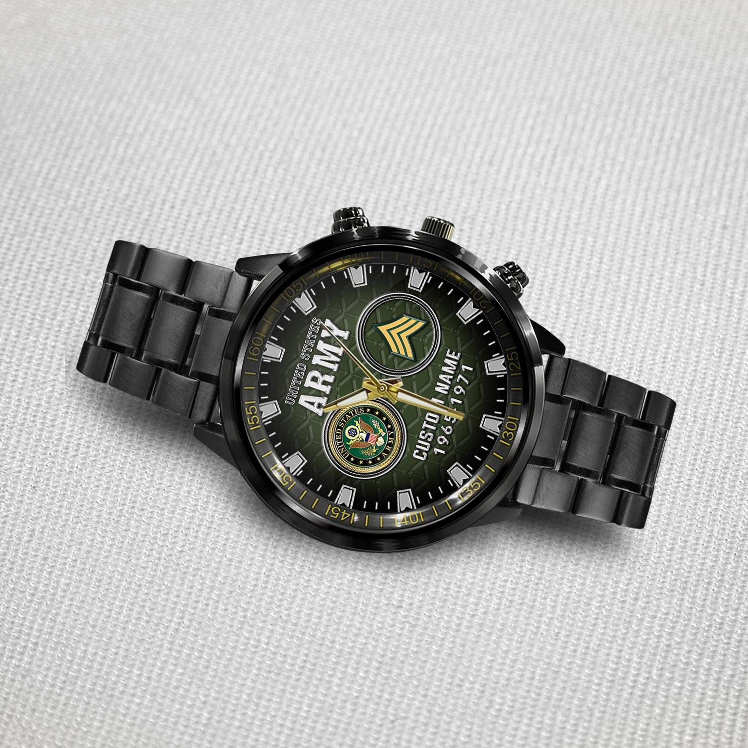 US Army, Proud To Have Served - Black Stainless Steel Watch - Image 3