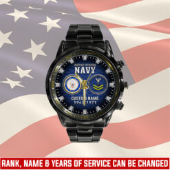 US Navy, The Sea is Ours - Black Stainless Steel Watch