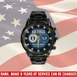 US Air Force, American By Birth, Veteran By Choice - Black Stainless Steel Watch