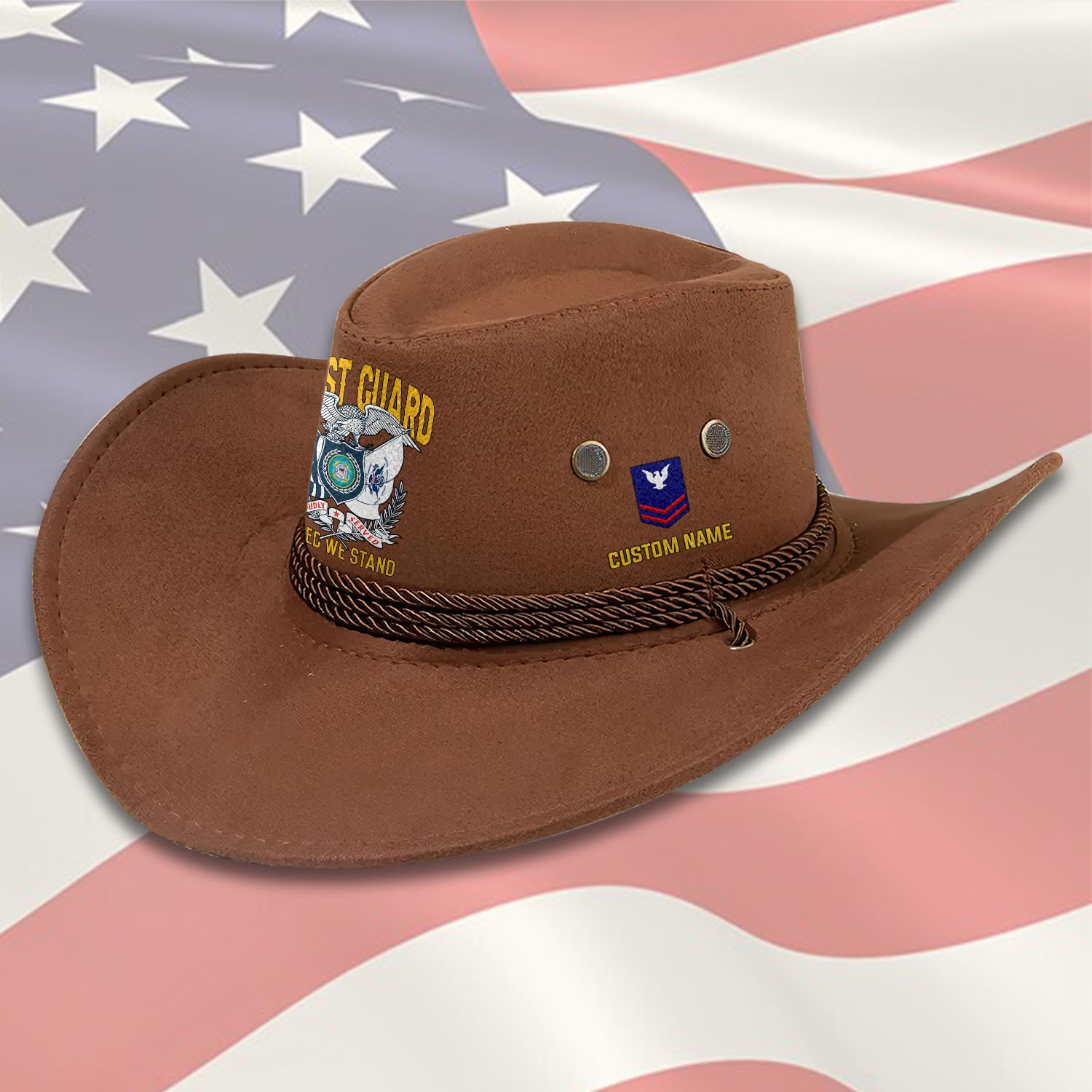 US Coast Guard, Duty, Honor, Country - Cowboy Hat - Image 3
