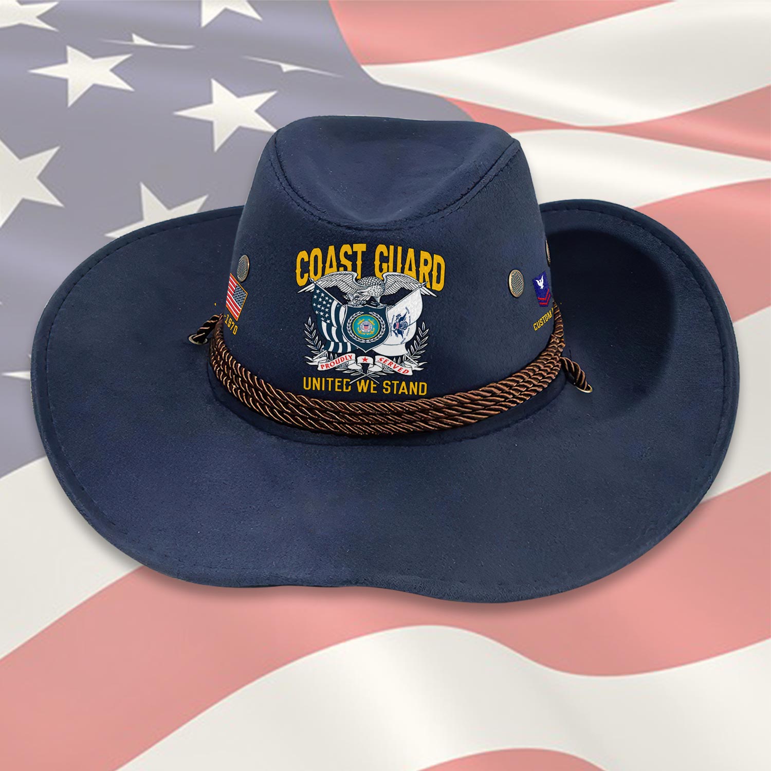 US Coast Guard, Duty, Honor, Country - Cowboy Hat - Image 4