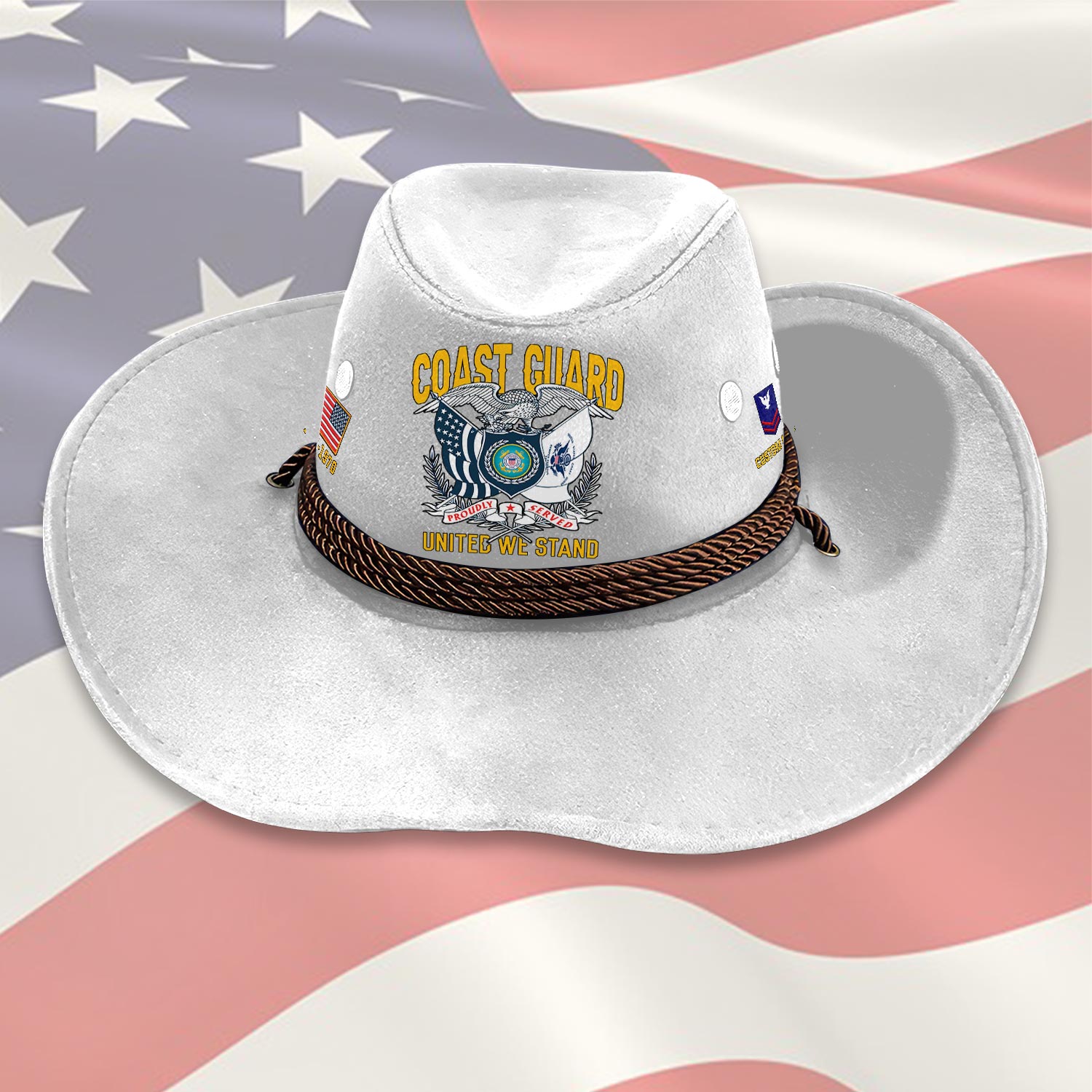 US Coast Guard, Duty, Honor, Country - Cowboy Hat - Image 6