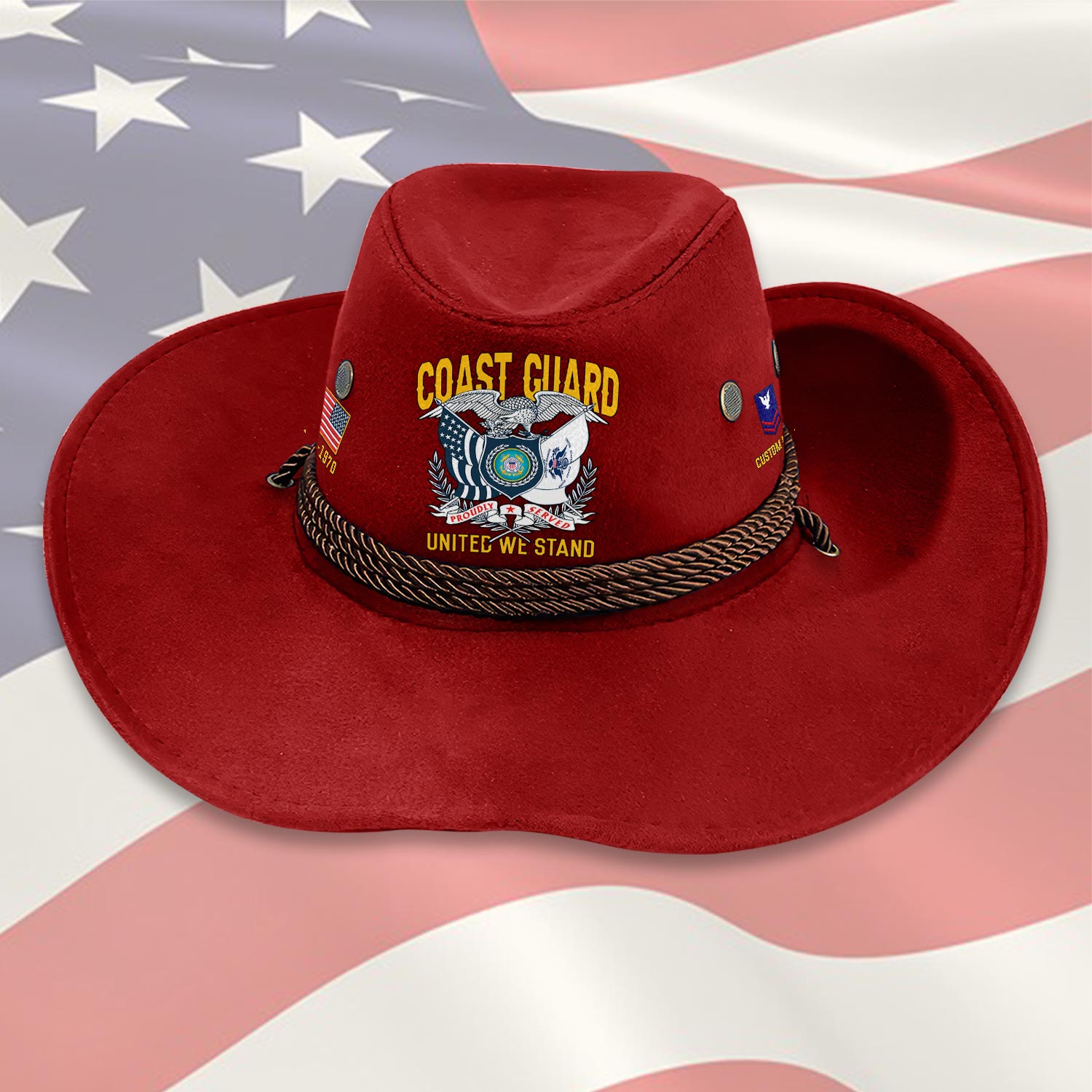 US Coast Guard, Duty, Honor, Country - Cowboy Hat - Image 7