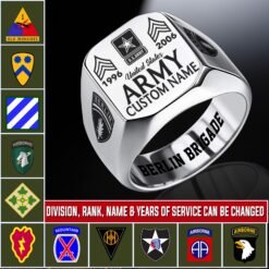 Army Division, Honor The Fallen - Engraved Men's Ring