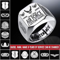 Air Force Badge, E 9 Air Force Chief Master Sergeant - Engraved Men's Ring