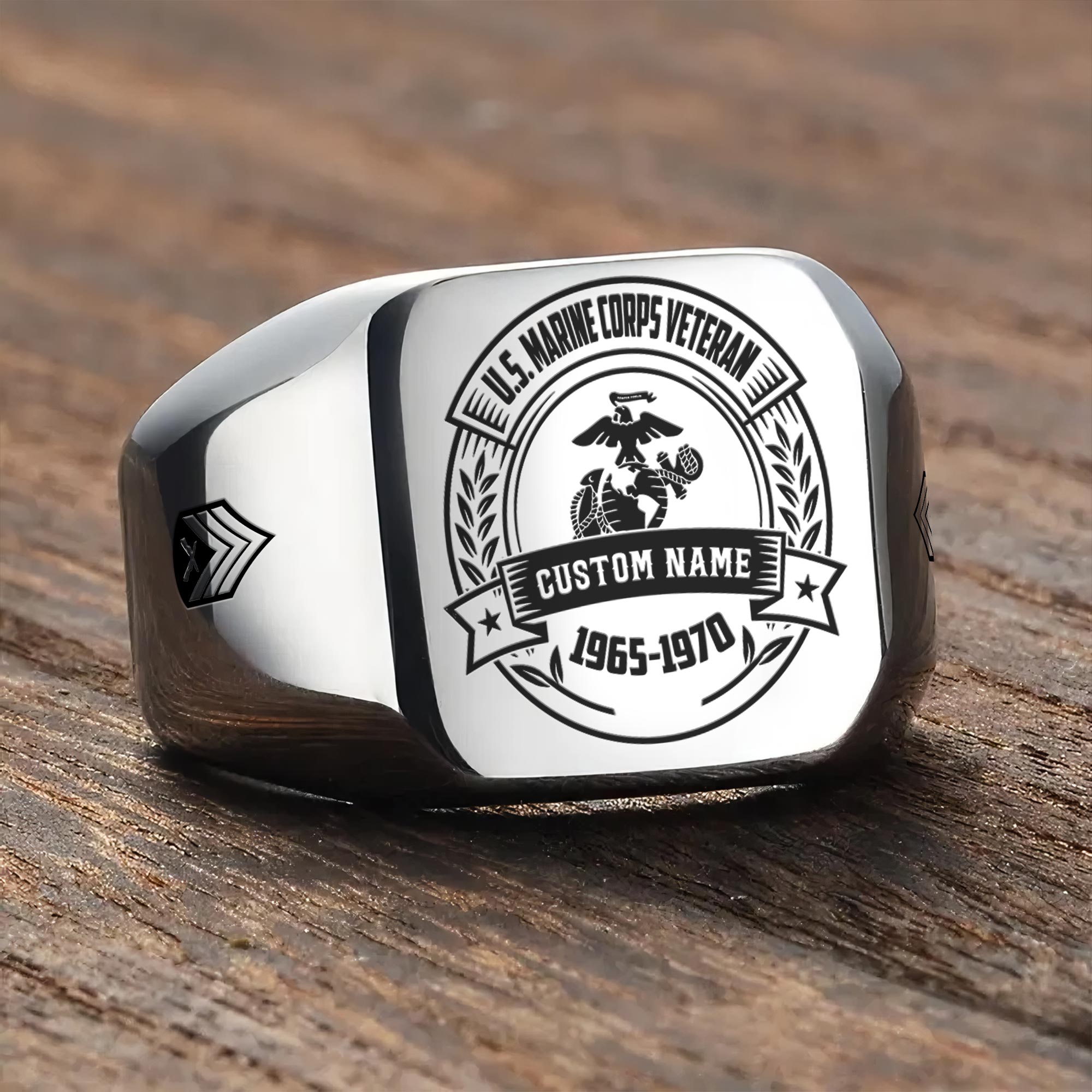 US Marine Corps, O 2 Marines First Lieutenant - Engraved Men's Ring - Image 3