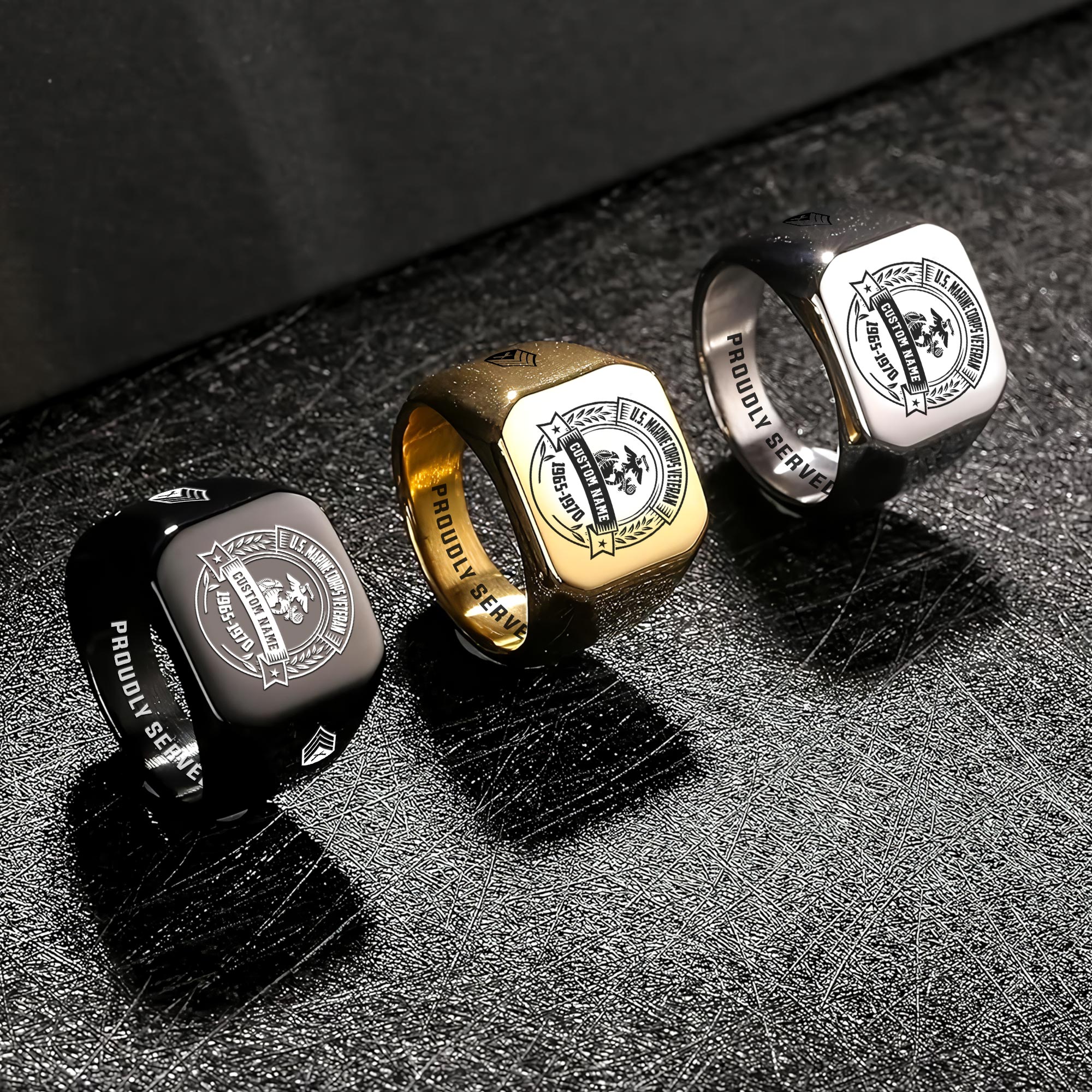 US Marine Corps, O 2 Marines First Lieutenant - Engraved Men's Ring - Image 7