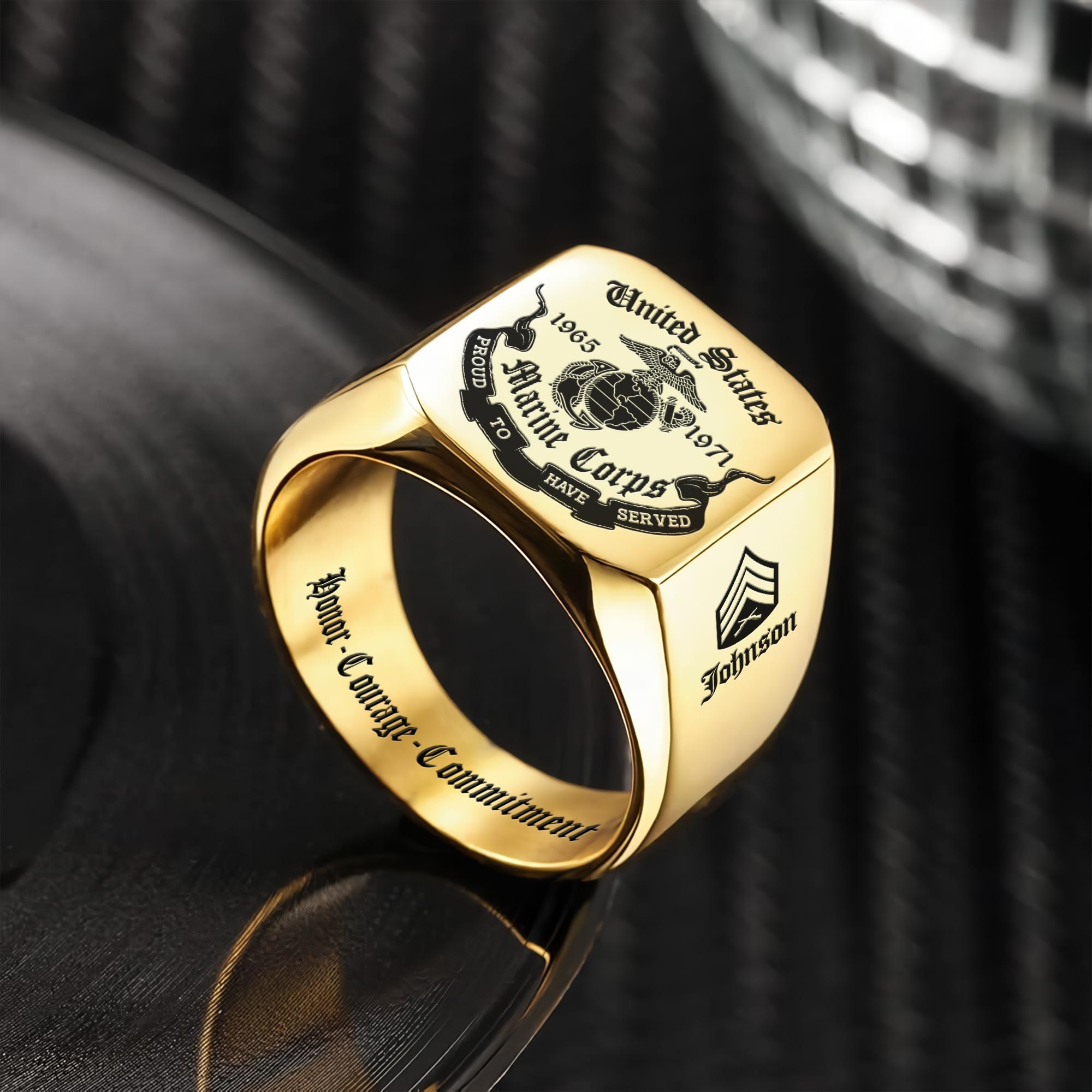 US Marine Corps, Thank a Veteran - Engraved Men's Ring - Image 2
