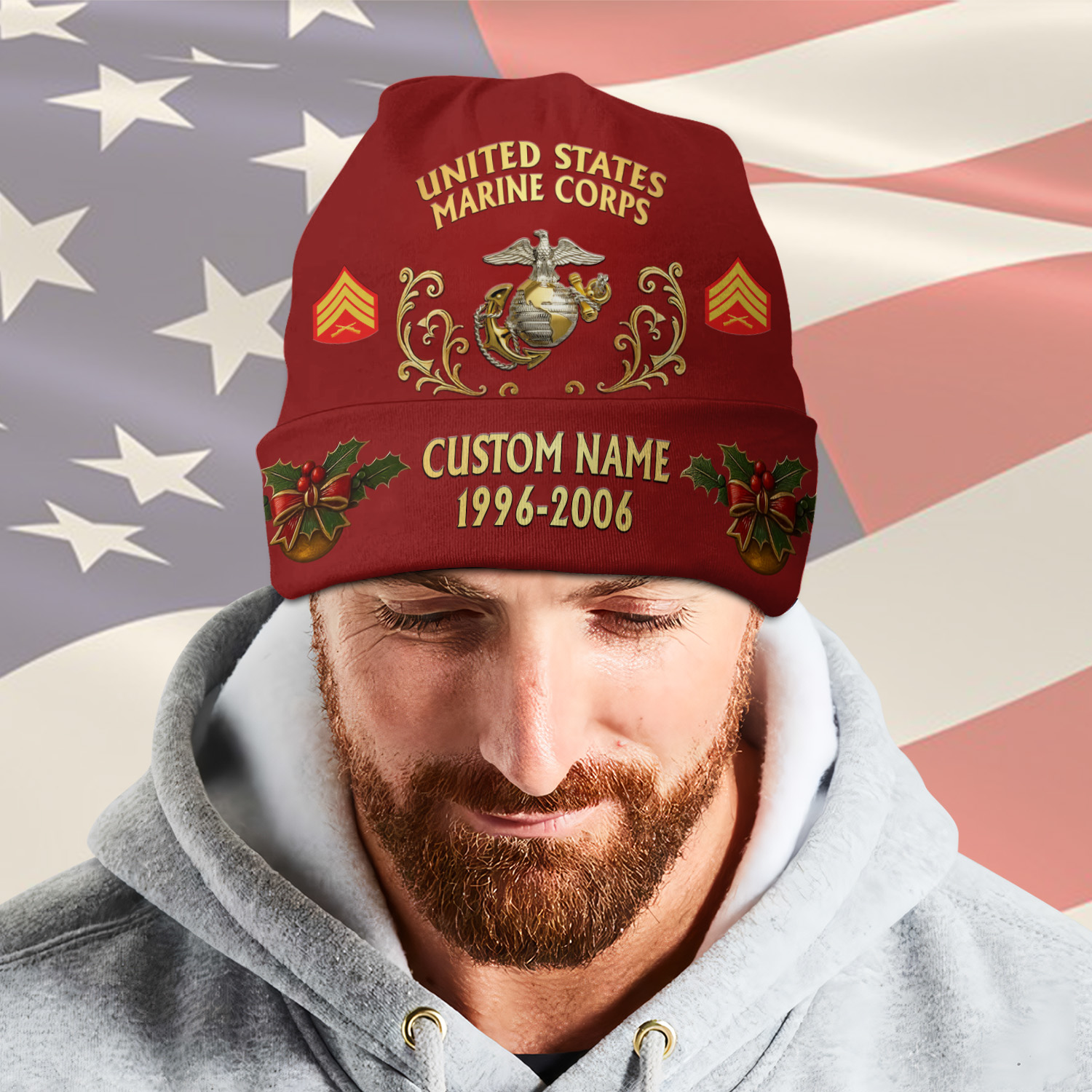 US Marine Corps, Thank a Veteran - Full-Printed Beanie Hat - Image 2