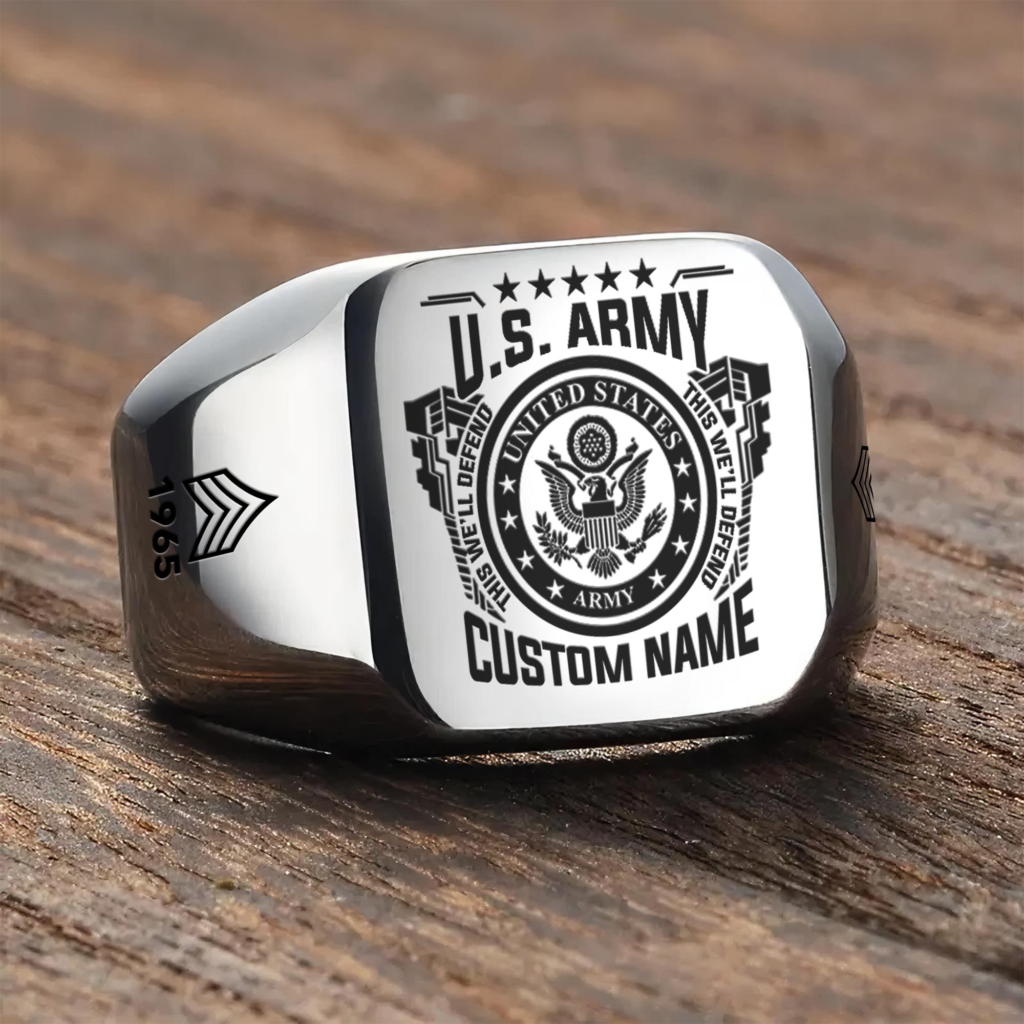 US Army, E 4 Army Corporal - Engraved Men's Ring - Image 3