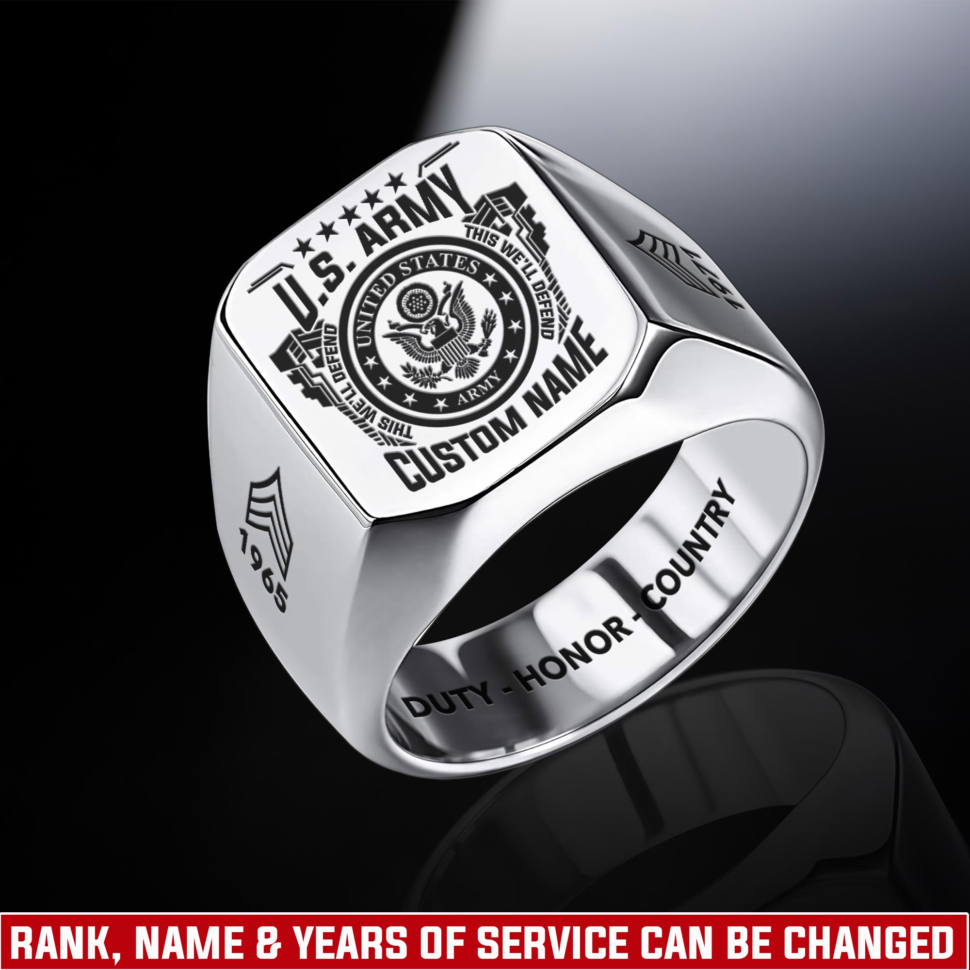 US Army, E 4 Army Corporal - Engraved Men's Ring