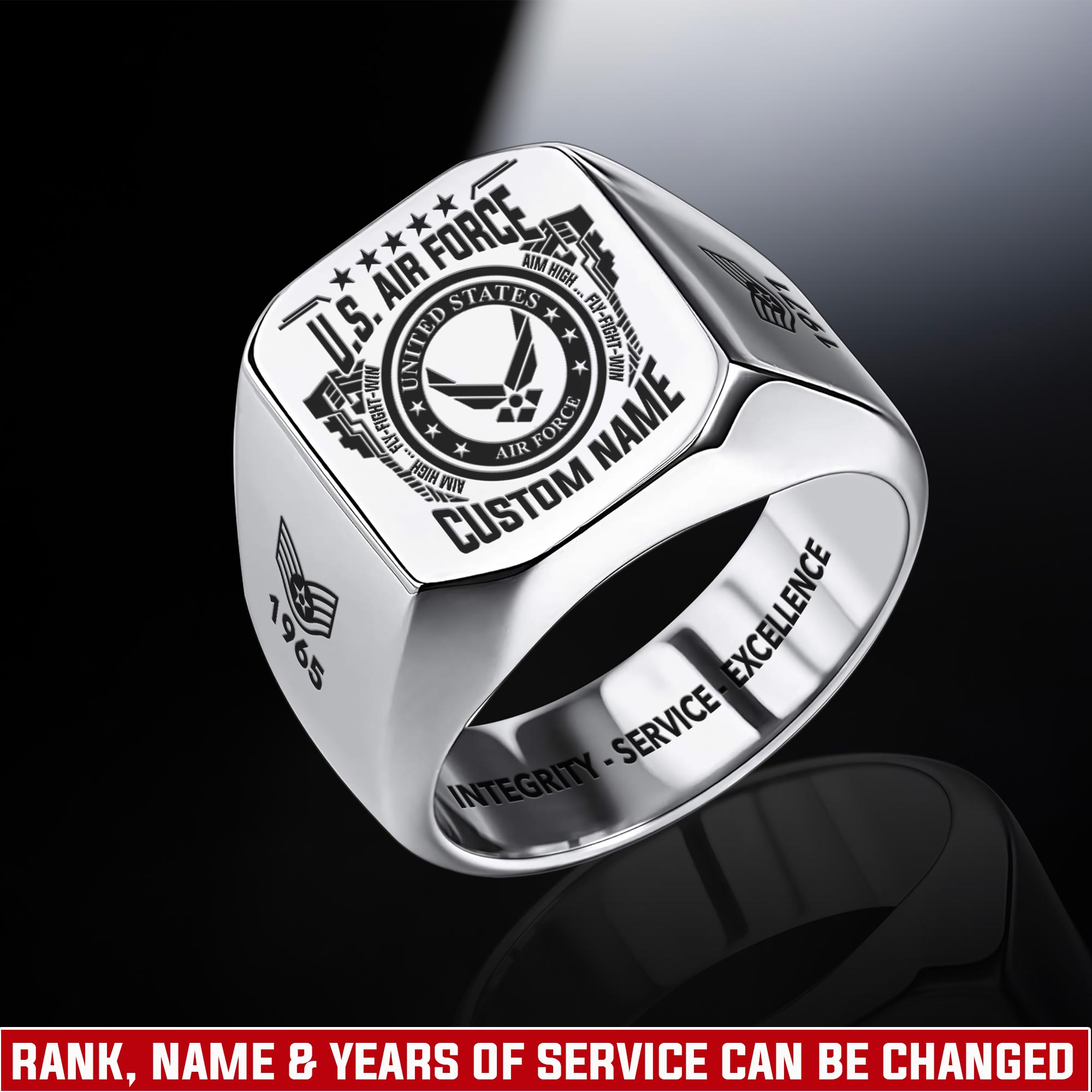 US Air Force , Proud To Have Served - Engraved Men's Ring