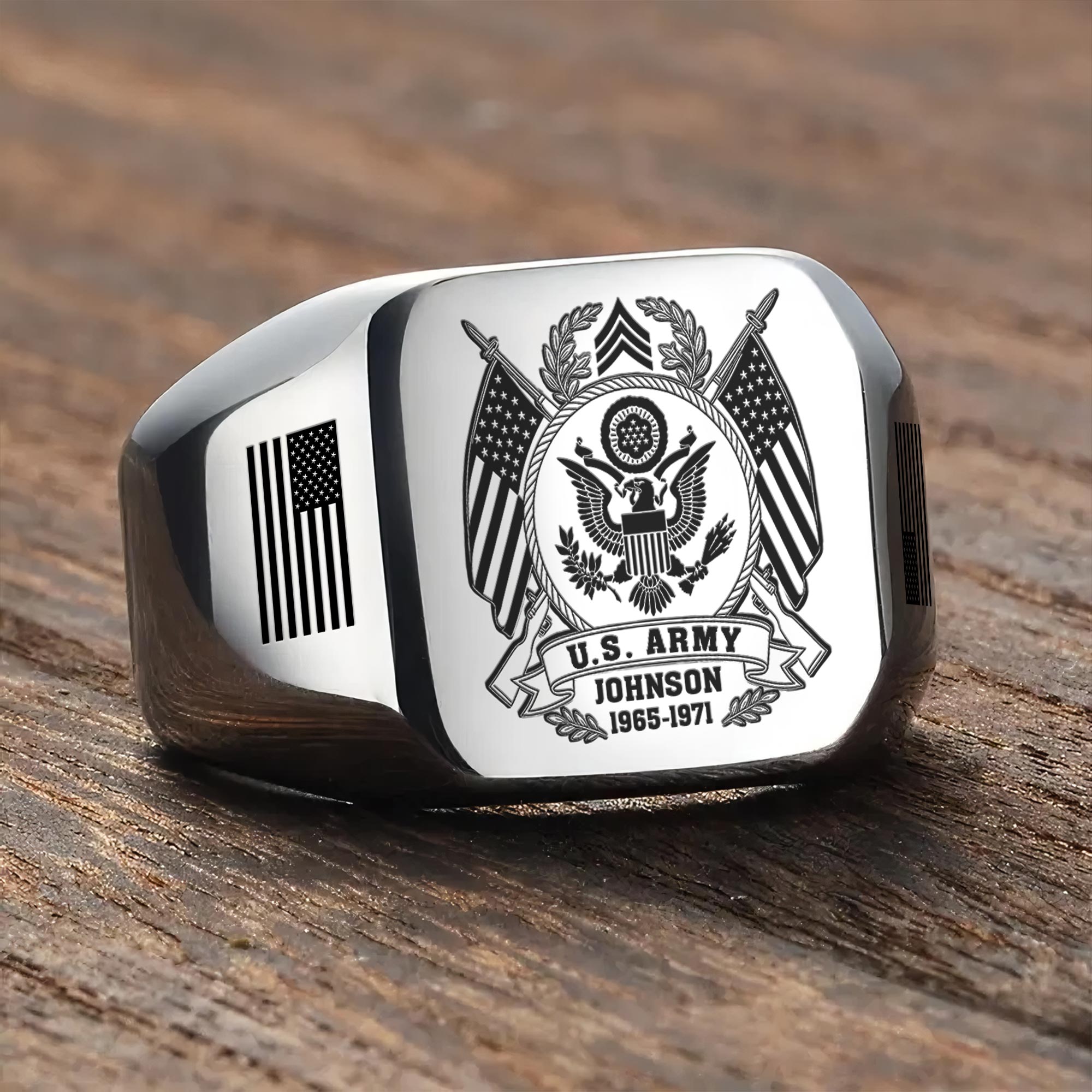 US Army, E 5 Army Specialist - Engraved Men's Ring - Image 3