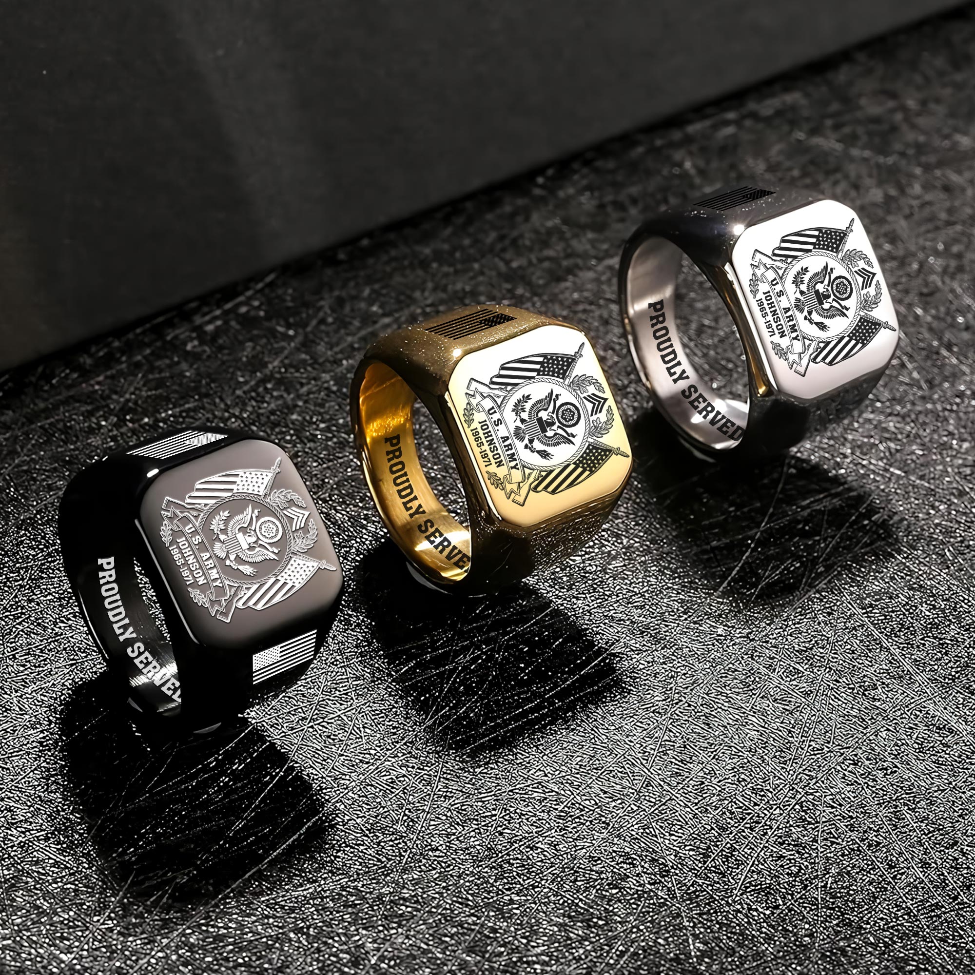 US Army, E 5 Army Specialist - Engraved Men's Ring - Image 7