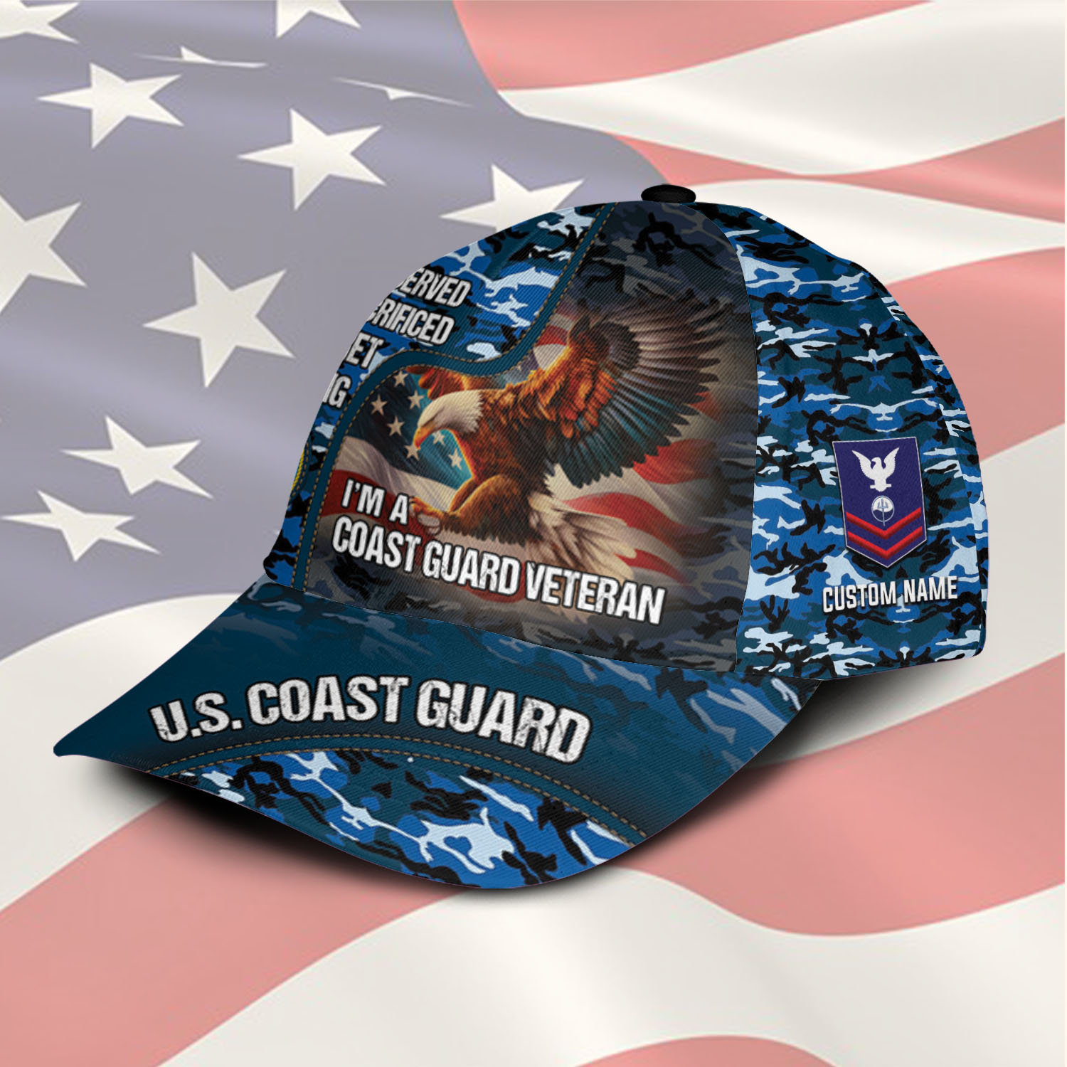 US Coast Guard, American By Birth, Veteran By Choice - Classic Cap - Image 2