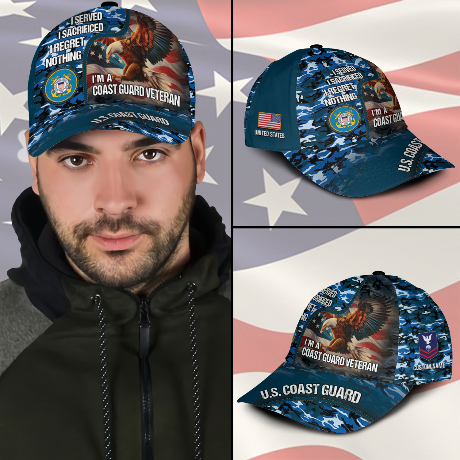 US Coast Guard, American By Birth, Veteran By Choice - Classic Cap - Image 3