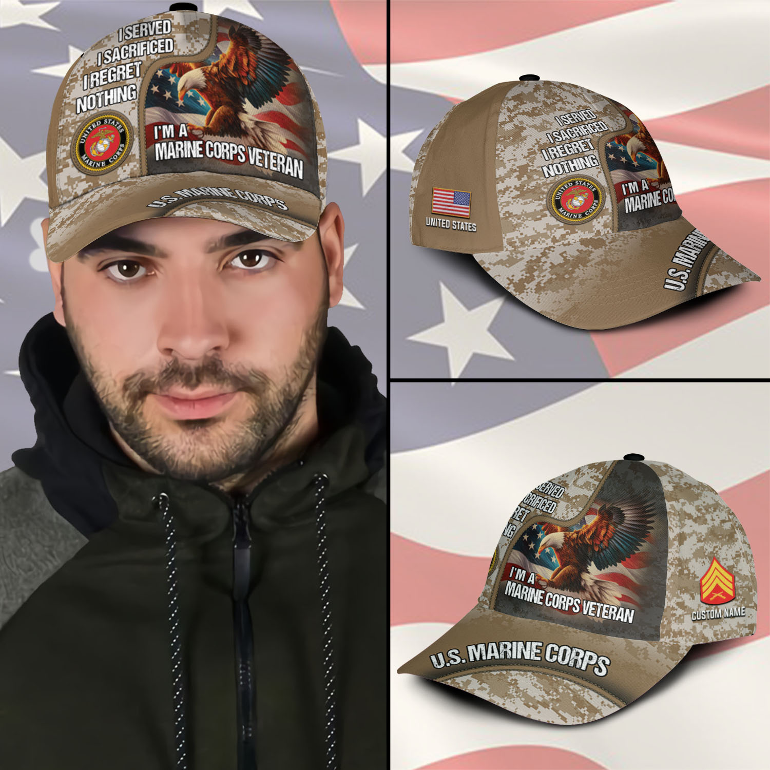 US Marine Corps, E 6 Marines Staff Sergeant - Classic Cap - Image 3