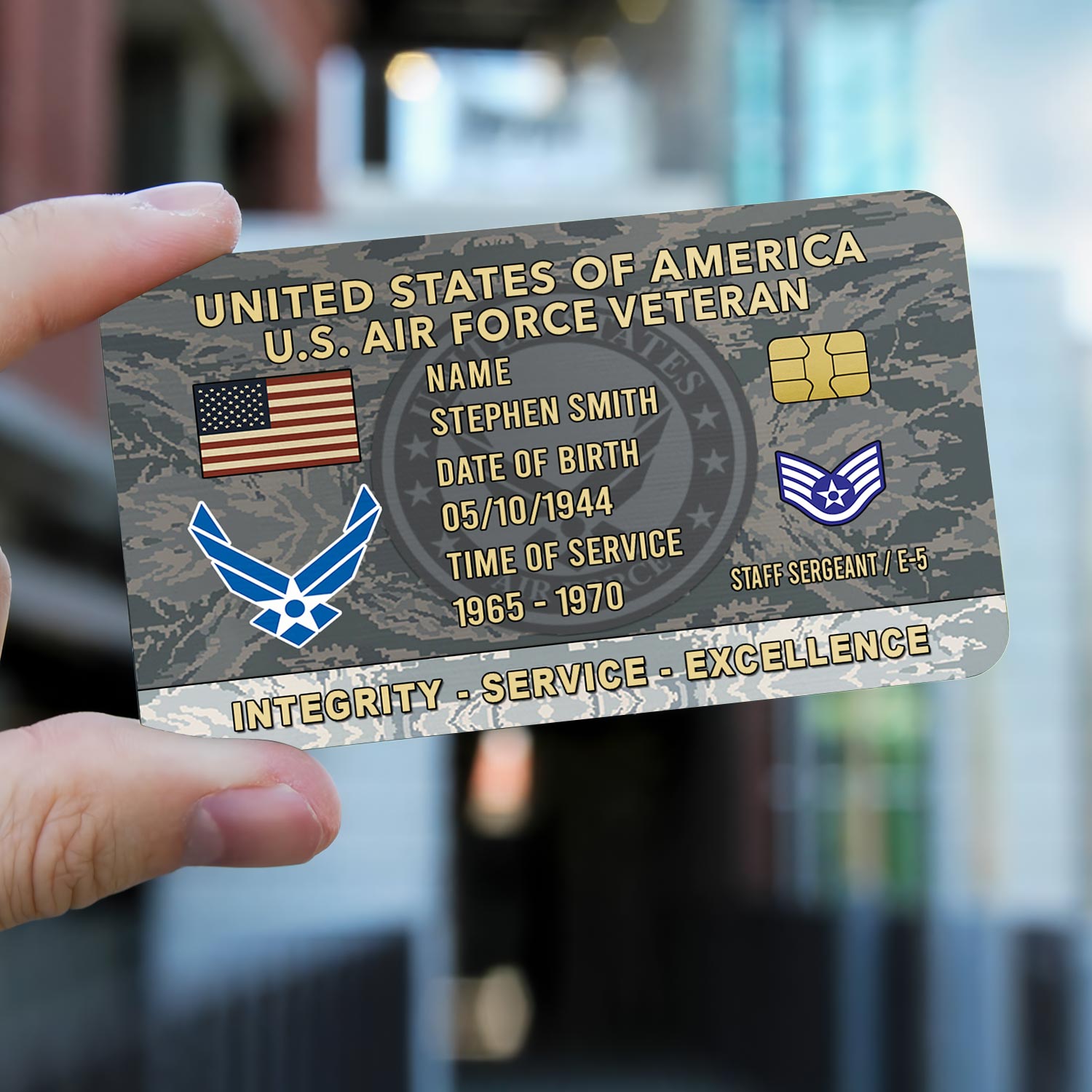 US Air Force , Duty, Honor, Country - Printed Metal Card - Image 2