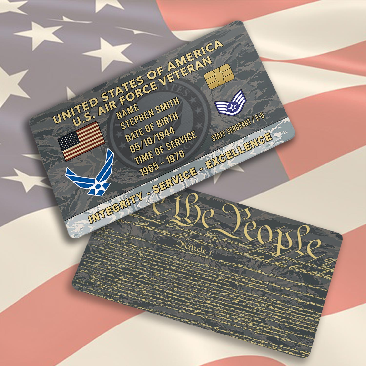 US Air Force , Duty, Honor, Country - Printed Metal Card - Image 3