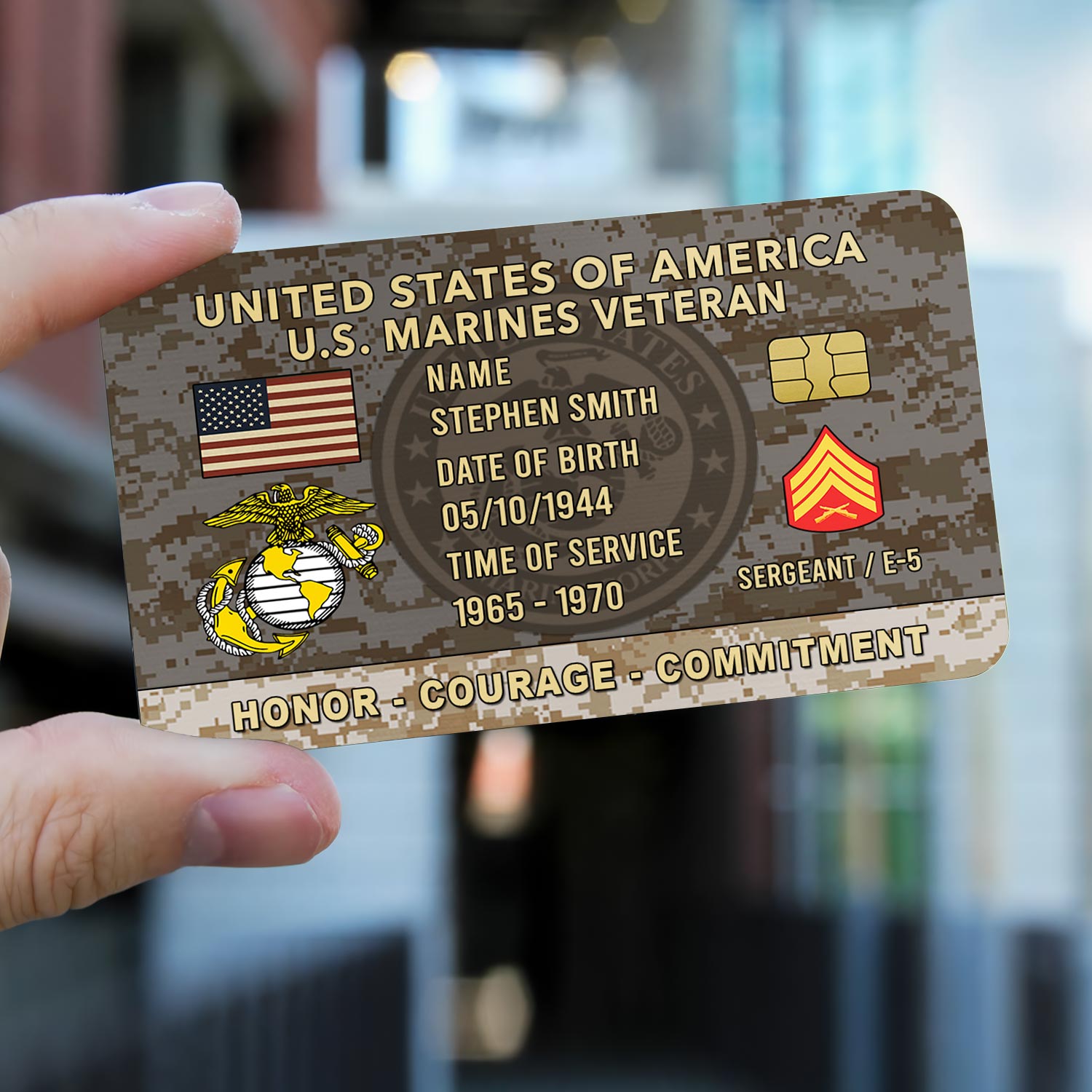 US Marine Corps, Honor, Duty, Service - Printed Metal Card - Image 2