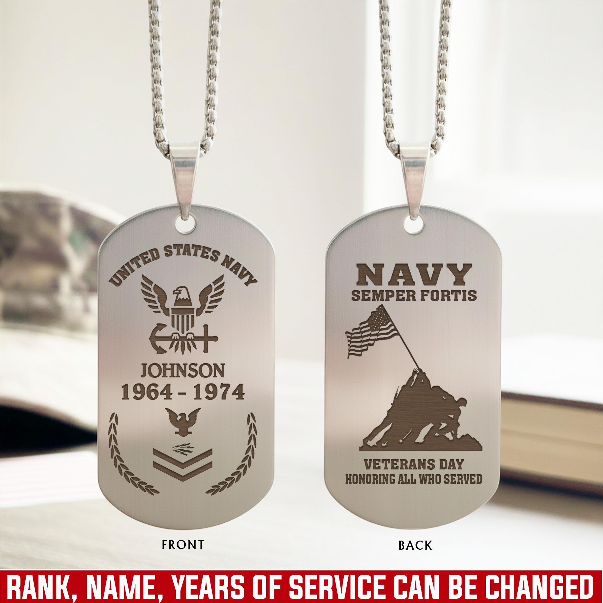 US Navy - Silver Engraved Dog Tag