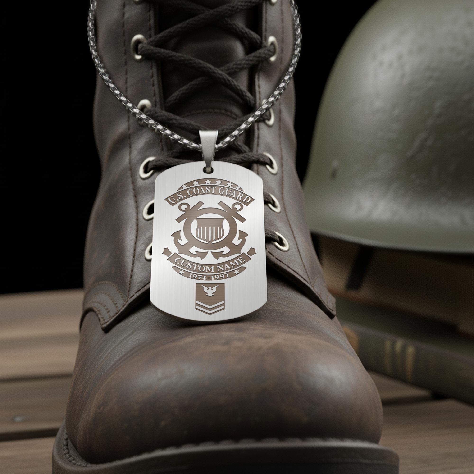 US Coast Guard, Honor The Fallen - Silver Engraved Dog Tag - Image 2