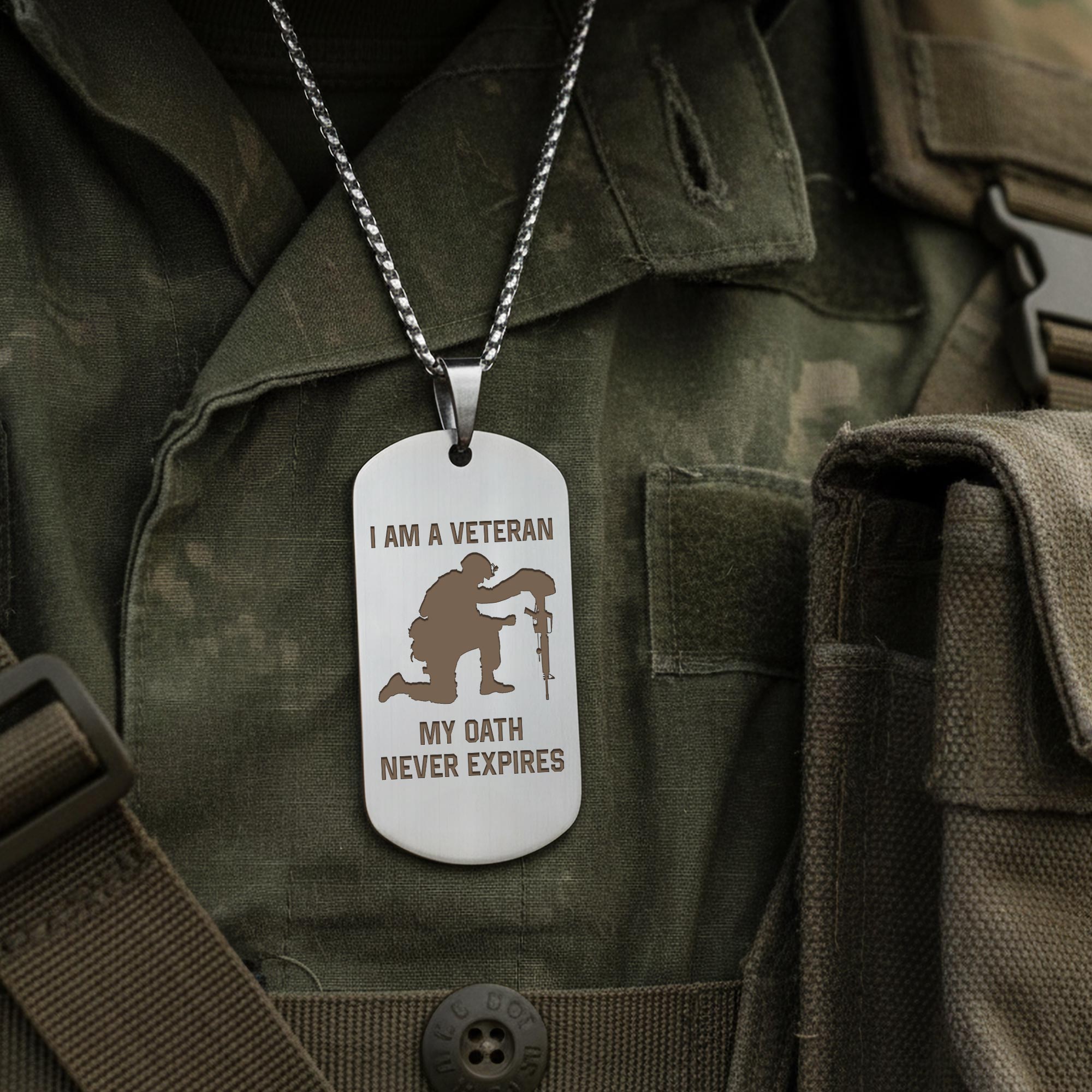 US Coast Guard, Honor The Fallen - Silver Engraved Dog Tag - Image 3