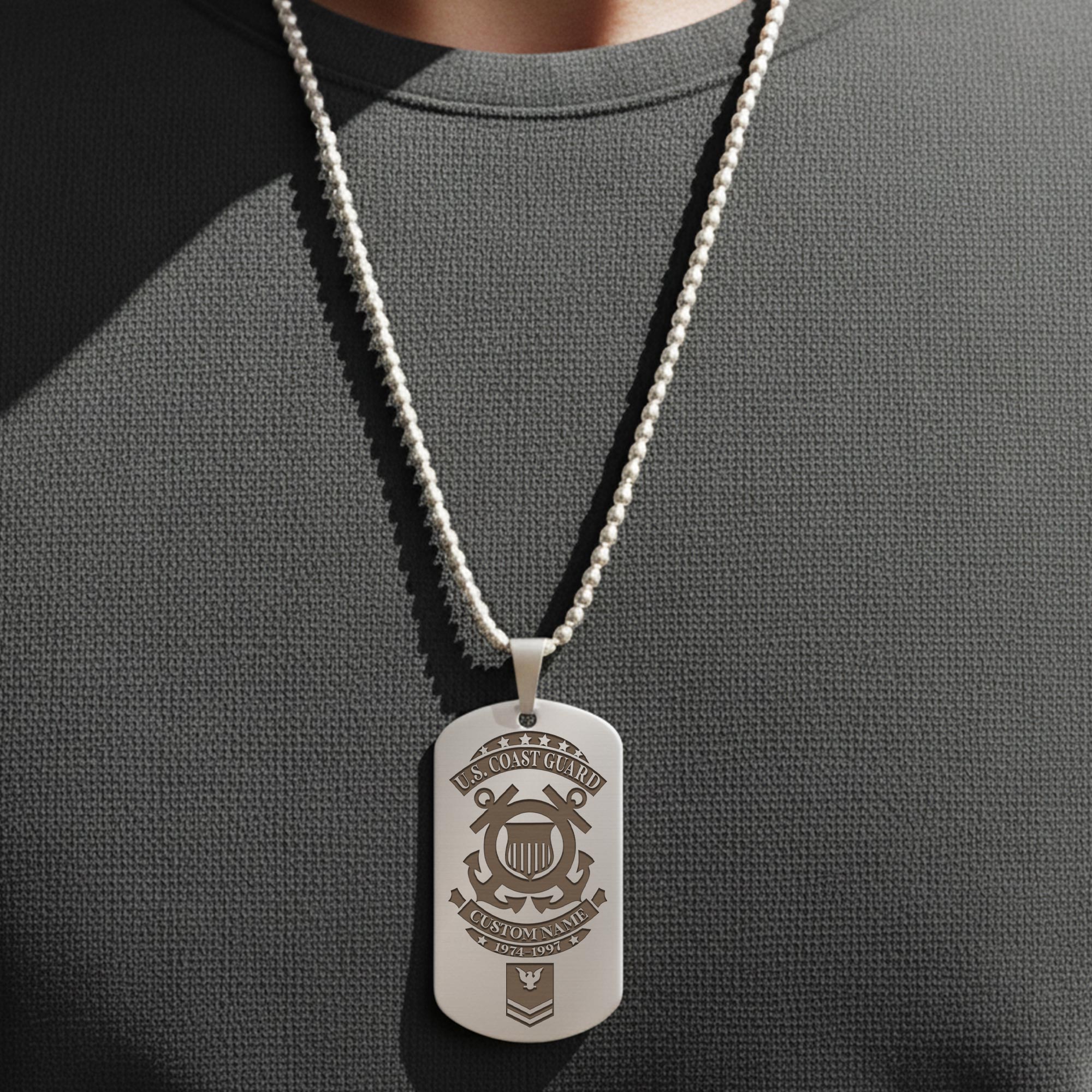 US Coast Guard, Honor The Fallen - Silver Engraved Dog Tag - Image 4