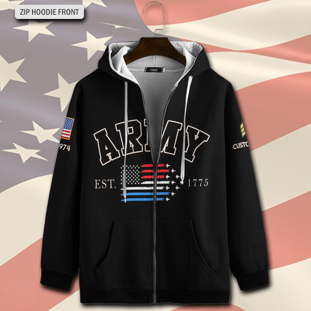 US Army, E 4 Army Corporal - Zip Hoodie - Image 2