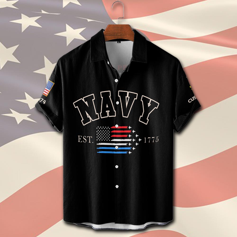 US Navy, E 7 Red - Short Sleeve Button Shirt - Image 2