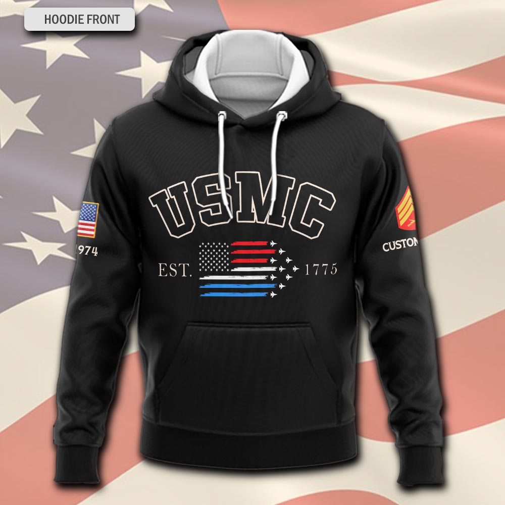 US Marine Corps, American By Birth, Veteran By Choice - Hoodie - Image 2