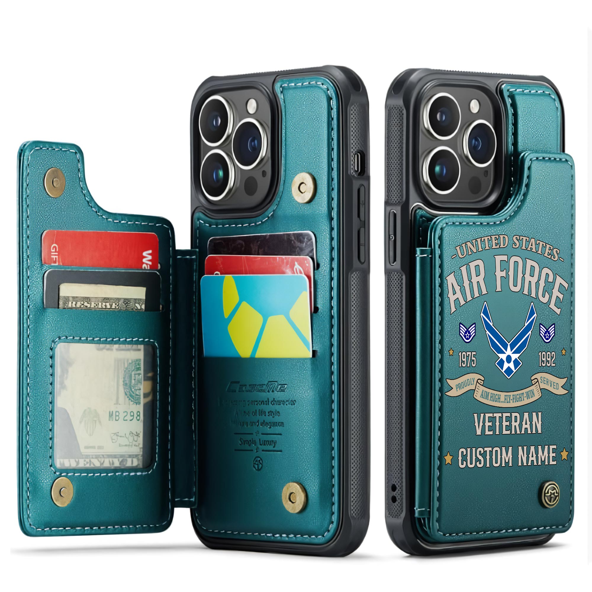 US Air Force , Freedom Over Fear - Leather Flip Phone Case - Image 5